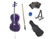 Cecilio 4 4 CCO Purple Student Cello in Purple Metallic with Soft Case Bow Rosin Bridge Strings Cello Stand Full Size