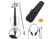 Cecilio 4 4CEVN 1W 4 4 Full Size Electric Silent Solidwood Violin w Ebony Fittings in Style 1 Metallic Pearl White