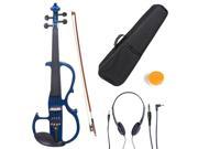 Cecilio 4 4CEVN 2BL 4 4 Full Size Electric Silent Solidwood Violin w Ebony Fittings in Style 2 Metallic Blue