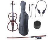 Cecilio CECO 1DW Full Size 4 4 Ebony Electric Silent Metallic Mahogany Cello in Style 1 Soft Case Bow Accessories