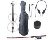 Cecilio CECO 1WH Full Size 4 4 Ebony Electric Silent Pearl White Cello in Style 1 Soft Case Bow Accessories
