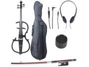 Cecilio CECO 2BK Full Size 4 4 Ebony Electric Silent Metallic Black Cello in Style 2 Soft Case Bow Accessories