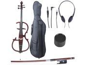 Cecilio CECO 2DW Full Size 4 4 Ebony Electric Silent Metallic Mahogany Cello in Style 2 Soft Case Bow Accessories