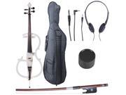Cecilio CECO 2WH Full Size 4 4 Ebony Electric Silent Pearl White Cello in Style 2 Soft Case Bow Accessories
