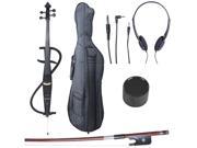 Cecilio CECO 3BK Full Size 4 4 Ebony Electric Silent Metallic Black Cello in Style 3 Soft Case Bow Accessories