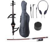 Cecilio CECO 4BK Full Size 4 4 Ebony Electric Silent Metallic Black Cello in Style 4 Soft Case Bow Accessories