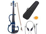 L4 4CEVN L2BL 4 4 Full Size LEFT HANDED Electric Silent Solidwood Violin w Ebony Fittings in Metallic Blue