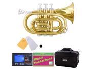 MPT L Gold Lacquer Brass B Flat Pocket Trumpet Mouthpiece Tuner Case Stand Pocketbook Accessories