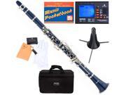 MCT BL B Flat Blue ABS Clarinet w Case Tuner Stand Mouthpiece Box of 10 Reeds Cork Grease a Pair of Gloves