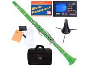 MCT G B Flat Green ABS Clarinet w Case Tuner Stand Mouthpiece Box of 10 Reeds Cork Grease a Pair of Gloves
