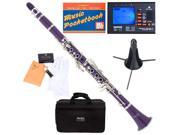 MCT P B Flat Purple ABS Clarinet w Case Tuner Stand Mouthpiece Box of 10 Reeds Cork Grease a Pair of Gloves