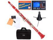 MCT R B Flat Red ABS Clarinet w Case Tuner Stand Mouthpiece Box of 10 Reeds Cork Grease a Pair of Gloves