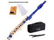Mendini MPO BL Key of C Blue Piccolo with Gold Keys Deluxe Case Gloves Joint Grease Cleaning Rod Cloth