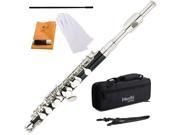 Mendini MPO EN Ebonited ABS Key of C Piccolo with Nickel Plated Keys Deluxe Case Gloves Joint Grease Cleaning Rod Cloth