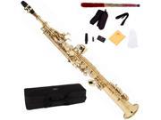 Cecilio 2Series SS 280L Gold Lacquer Straight Bb Soprano Saxophone Case Mouthpiece 11 Reeds More
