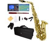 Mendini by Cecilio MAS L 92D PB Gold Lacquered E Flat Alto Saxophone with Tuner Case Mouthpiece 10 Reeds and More