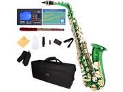 Mendini by Cecilio MAS GL 92D PB Green Lacquered E Flat Alto Saxophone with Tuner Case Mouthpiece 10 Reeds and More