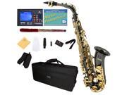 Mendini by Cecilio MAS BNG 92D PB Black Nickel Plated with Gold Keys E Flat Alto Saxophone with Tuner Case Mouthpiece 10 Reeds and More