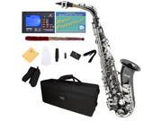 Mendini by Cecilio MAS BNN 92D PB Black Nickel Plated with Nickel Keys E Flat Alto Saxophone with Tuner Case Mouthpiece 10 Reeds and More