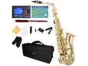 Mendini by Cecilio MAS 30L 92D PB Rose Gold Brass E Flat Intermediate to Advanced Alto Saxophone with Tuner Case Mouthpiece 10 Reeds and More