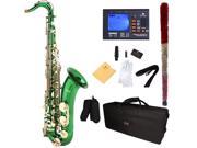 Mendini by Cecilio MTS GL 92D Green Lacquered B Flat Alto Saxophone with Tuner Case Mouthpiece 10 Reeds and More