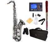 Mendini by Cecilio MTS BNN 92D Black Nickel Plated with Nickel Keys B Flat Alto Saxophone with Tuner Case Mouthpiece 10 Reeds and More