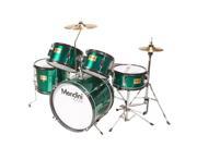 MJDS 5 GN Complete 16 Inch 5 Piece Green Junior Drum Set with Cymbals Drumsticks and Adjustable Throne