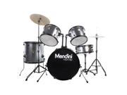 MDS80 SR Complete Full Size Senior 5 Piece 6 Ply Birch Wood Silver Drum Set with Cymbals Drumsticks and Throne