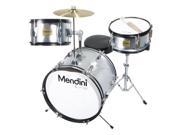 MJDS 3 SR 16 inch 3 Piece Silver Junior Drum Set with Cymbals Drumsticks and Adjustable Throne