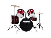 MDS80 BR Complete Full Size Senior 5 Piece 6 Ply Birch Wood Bright Red Drum Set with Cymbals Drumsticks and Throne