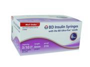 BD Insulin Syringe Ultra Fine 31 Gauge 3 10 cc 15 64 in 6 MM 90 ea