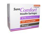 Sure Comfort Insulin Syringes 29 Gauge 3 10cc 1 2 in 100 ea