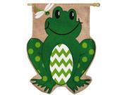 Evergreen Burlap Smiling Summer Frog House Flag 29 x 43 inches