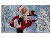 Evergreen Santa and FrostyEmbossed Floor Mat 18 x 30 inches