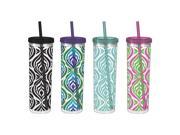 Acrylic Colorful Zebra Insulated Skinny Cups with Freezable Ice Cubes