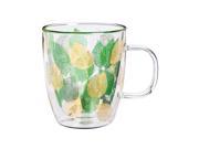 Cypress Home Leaves of Lain Glass Coffee Cup 12 ounces
