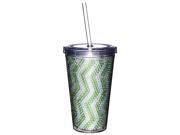 Green Zig Zag Bling Chevron Pattern Insulated Travel Cup