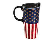 Cypress Home Ceramic Americana Travel Coffee Mug 17 ounces