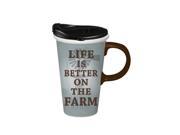 Cypress Home Ceramic Life is Better Travel Coffee Mug 17 ounces