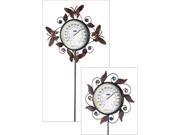 Butterfly And Leaves Decorative Thermometer Garden Stakes Set Of 2