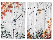 Modern Fall Birch Trees Wall Canvas With Gold Overpaint Set Of 2