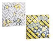 Chevron and Plaid Elephants 12X12 Stretched Wall Canvas Set of 2