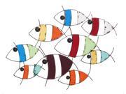 Colorful Metal And Wood School Of Fish Wall Decor