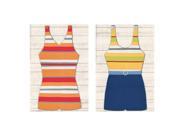 Striped Bathing suits Outdoor Canvas Wall Art Set of 2
