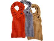 Cozy Knit Scarves With Buttons Set of 3