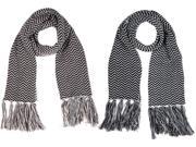 Classic Chevron Black And Brown Knit Scarves Set Of 2
