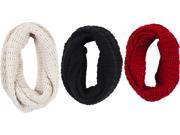 Classic Cream Black And Red Knit Infinity Scarves Set of 3