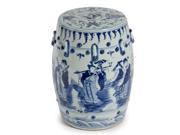 Blue and White Garden Stool with 8 Immortals Motif