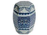 Pattern Hexagonal Blue and White Traditional Chinese Garden Stool