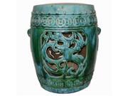 Turquoise Dragon Coil Ceramic Garden Stool